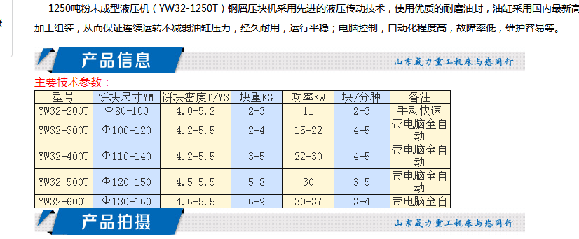 鐵屑壓塊機的技術(shù)參數